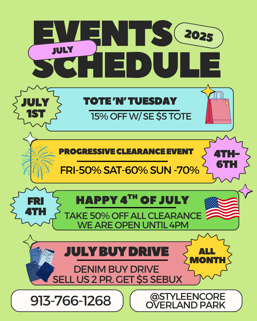 Schedule of Events for July '25